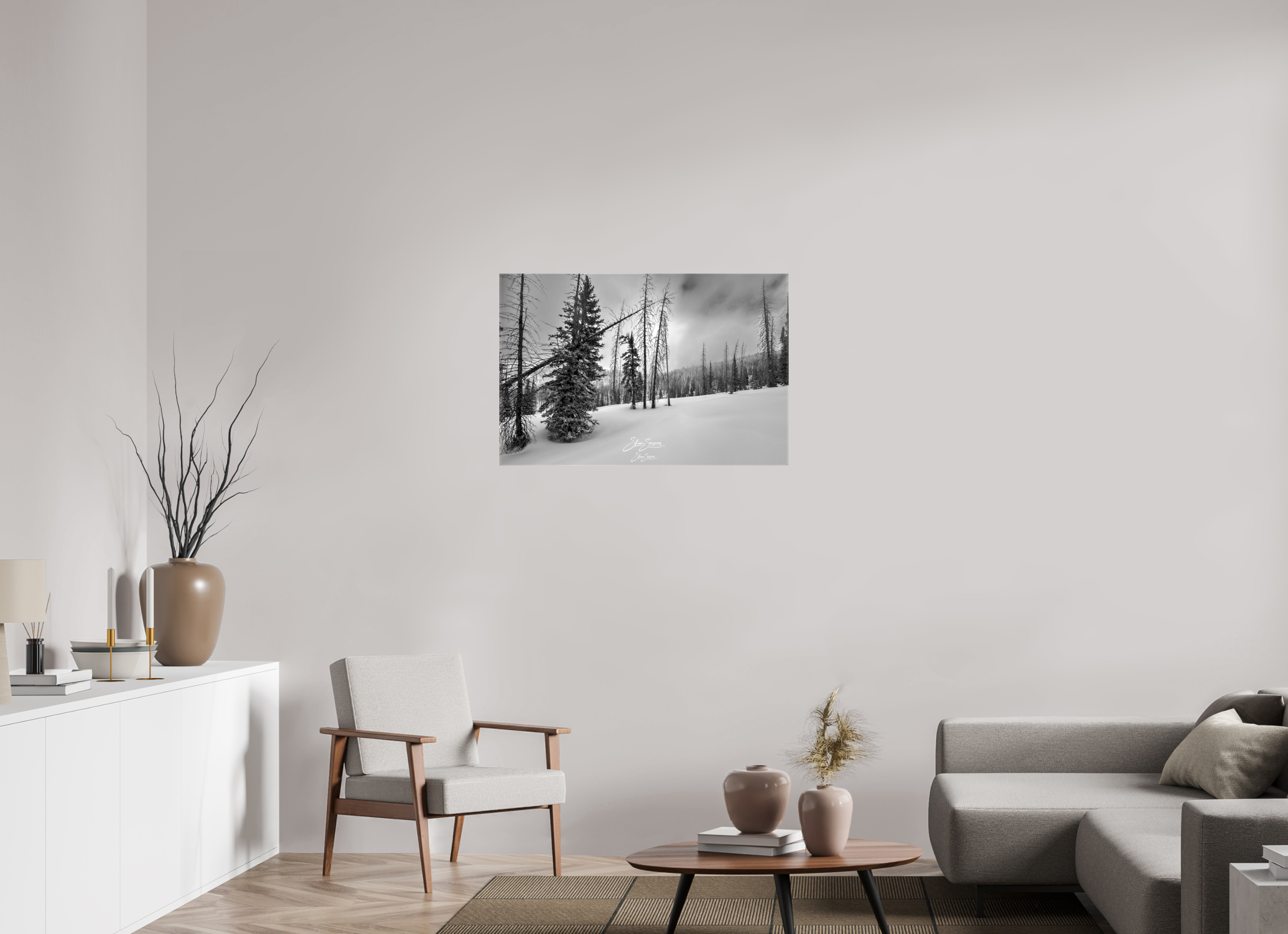 36.4 x 24″, Canvas winter bw