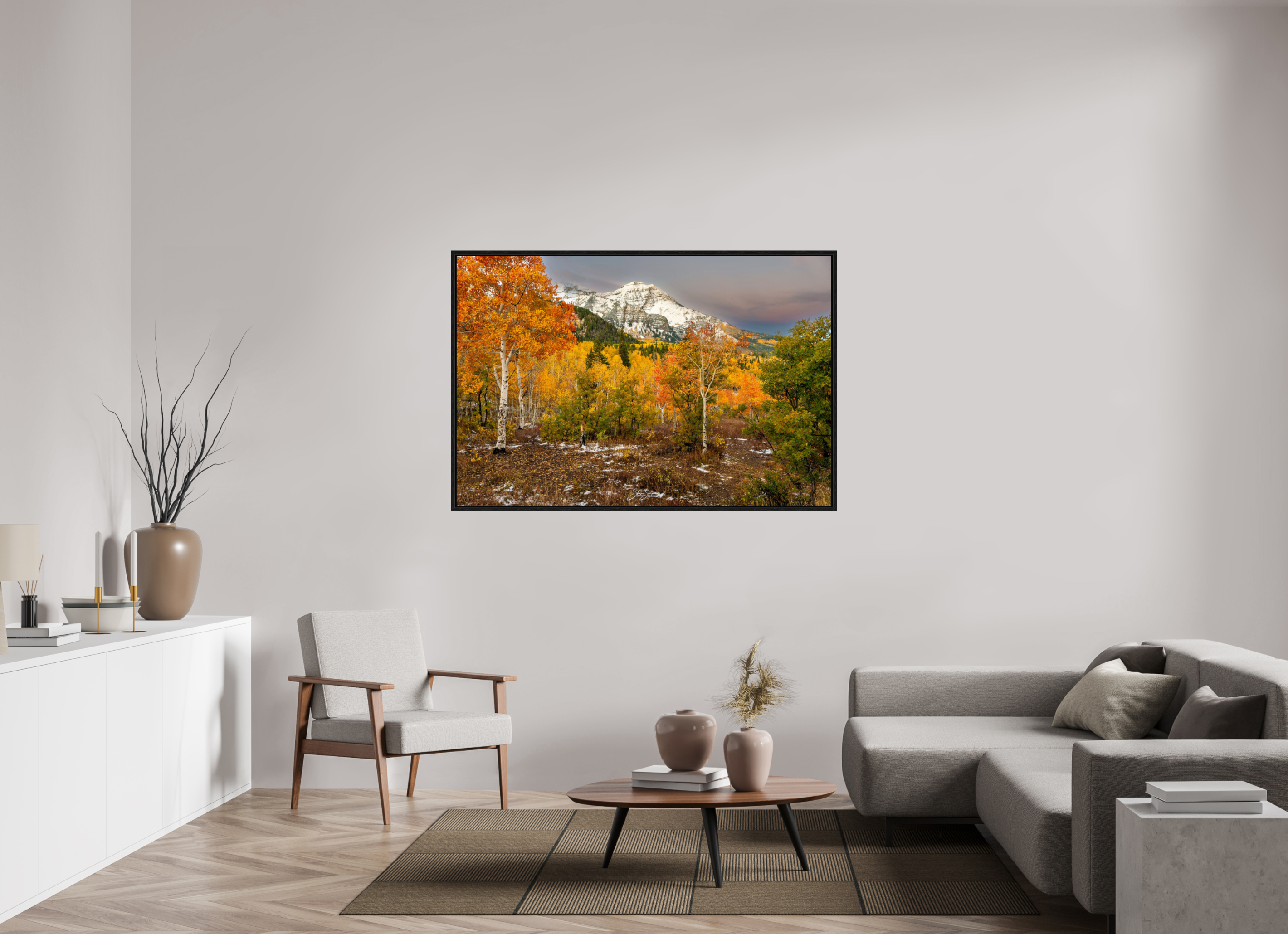 60 x 40″, Floater Frame Timp Fall Gold